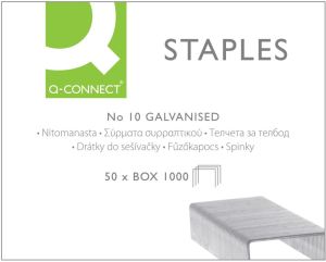 Q-CONNECT agrafes n&deg;10, galvanis&eacute;, bo&icirc;te de 1000 pi&egrave;ces