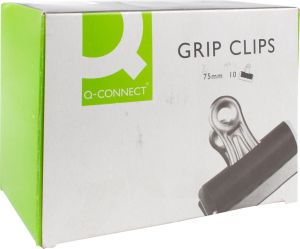 Q-CONNECT clip bulldog, noir, 75 mm, bo&icirc;te de 10 pi&egrave;ces