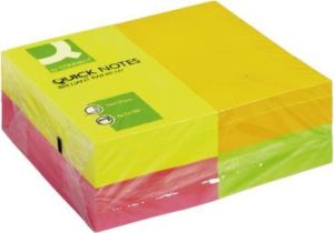 Q-CONNECT Quick Notes, ft 76 x 127 mm, 100 vel, pak van 12 blokken in 4 neonkleuren