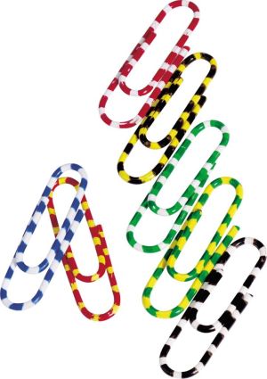 Q-CONNECT attache-tout, 28 mm, bo&icirc;te de 100 pi&egrave;ces, couleurs assorties ray&eacute;es