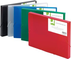 Q-CONNECT elastobox, met elastieken, A4, rug 25 mm, rood