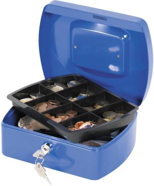Q-CONNECT coffret &agrave; monnaie, 205 x 160 x 85 mm, bleu