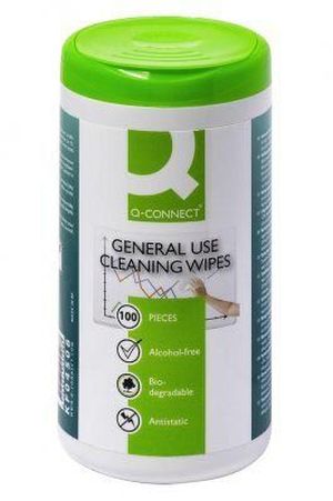 Q-CONNECT reinigingsdoekjes voor telefoon, multifunctioneel gebruik, pak van 100 doekjes