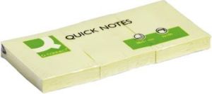Q-CONNECT Quick Notes, ft 38 x 51 mm, 100 vel, pak van 3 stuks, geel