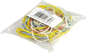 Q-CONNECT &eacute;lastiques, largeur 1,5 mm, longueurs diff&eacute;rentes, 25 g, couleurs assorties