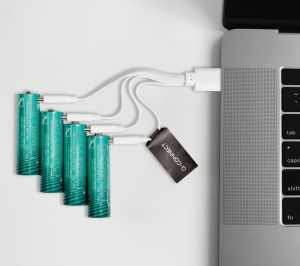 Q-CONNECT piles rechargeables USB-C AA, blister 4 pi&egrave;ces