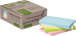 Q-CONNECT Quick Notes Recycled pastel, ft 76 x 127 mm, 100 vel, doos van 12 stuks in geassorteerde kleure