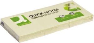 Q-CONNECT Quick Notes Recycled, ft 38 x 51 mm, 100 feuilles, paquet de 3 blocs, jaune