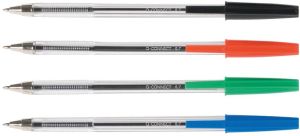 Q-CONNECT stylo bille, avec capuchon, 0,7 mm, pointe moyenne, bleu