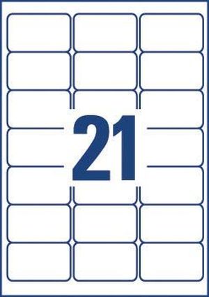 Avery L7160, Etiquettes adresses, Laser, Ultragrip, blanches, 100 pages, 21 per page, 63,5 x 38,1 mm