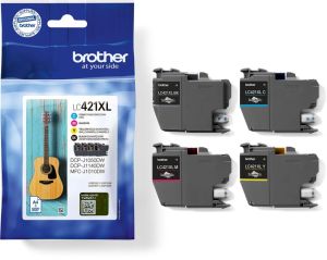 Brother cartouche d'encre,  500 pages, OEM LC-421XLVAL, 4 couleurs