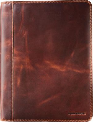 Maverick &eacute;critoire en cuir pour ft A4, bloc-notes inclus, brun