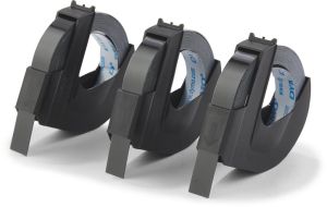 Dymo D3 ruban 9 mm, blanc sur noir, blister 3 pi&egrave;ces