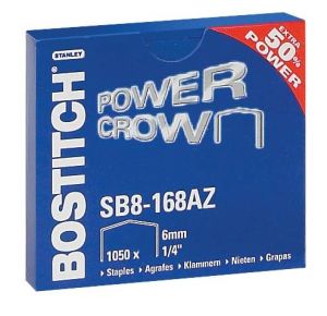 Bostitch agrafes SB8-168E, 6 mm, pour B8R, B8HC, B8E, B8HDP et B8P, bo&icirc;te de 1050 agrafes