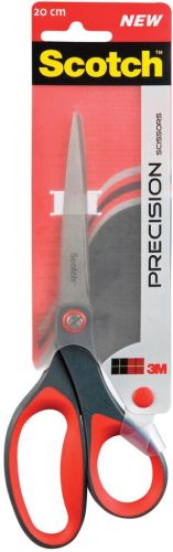 Scotch ciseaux Precision, ft 20 cm, droite en gauche, bouts pointus, inox, gris/rouge, blister van 1stuk