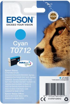 Epson cartouche d'encre T0712 cyan,345 p