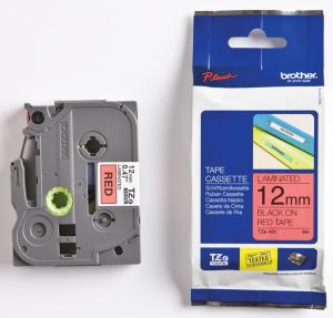Brother P-Touch 12 mm - zwart op rood