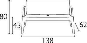 Terrasbank Box tweezit in kuipvorm donkergrijs