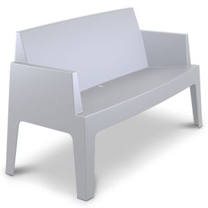 Terrasbank Box tweezit in kuipvorm lichtgrijs