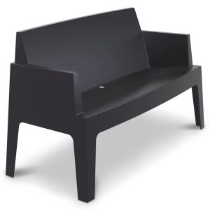 Terrasbank Box tweezit in kuipvorm zwart