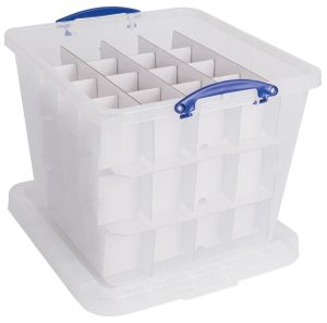 Really Useful Box opbergdoos, 60 l, met inzetbakje, transparant