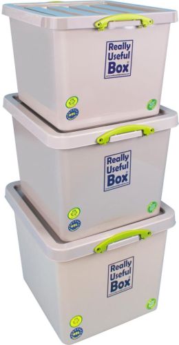 Really Useful Box Recycled bo&icirc;te de rangement 60 l, embo&icirc;table, gris