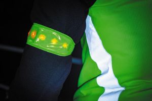 Wowow lichtband geel, met 5 rode leds, met velcrosluiting, met batterij