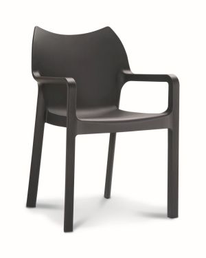 Kantinestoel / terrasstoel Diva met armleuningen zwart