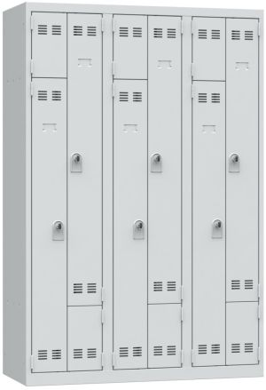 armoire monobloc 3 colonnes gris