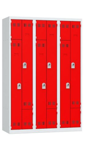 monoblok garderobe 3 kolom rood