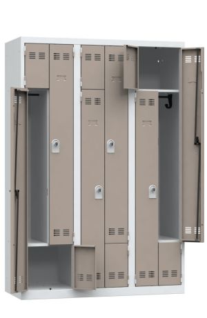 monoblok garderobe 3 kolom taupe
