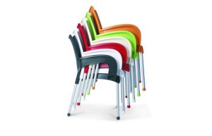 Romeo, stapelbare armstoel, voor binnen en buiten, rood