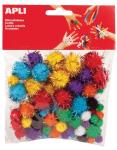 Apli pompons pailletée colorés, paquet d