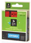 Dymo D1 tape 9 mm x 7 m, zwart/rood