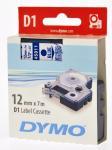 Dymo Tape D1 12mm x 7m, blauw op transpa