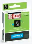 Dymo D1 tape 12 mm x 7 m,  rood/transpar