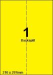DBS etiketten 210x297mm, backsplit,geel 