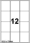DBS etiketten 63,5 x 72 mm, 12/blad, wit