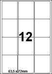 DBS etiketten 63,5 x 72 mm, 12/blad, wit