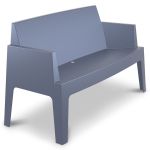 Terrasbank Box tweezit in kuipvorm donkergrijs