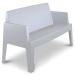 Terrasbank Box tweezit in kuipvorm lichtgrijs