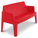 Terrasbank Box tweezit in kuipvorm rood