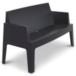 Terrasbank Box tweezit in kuipvorm zwart